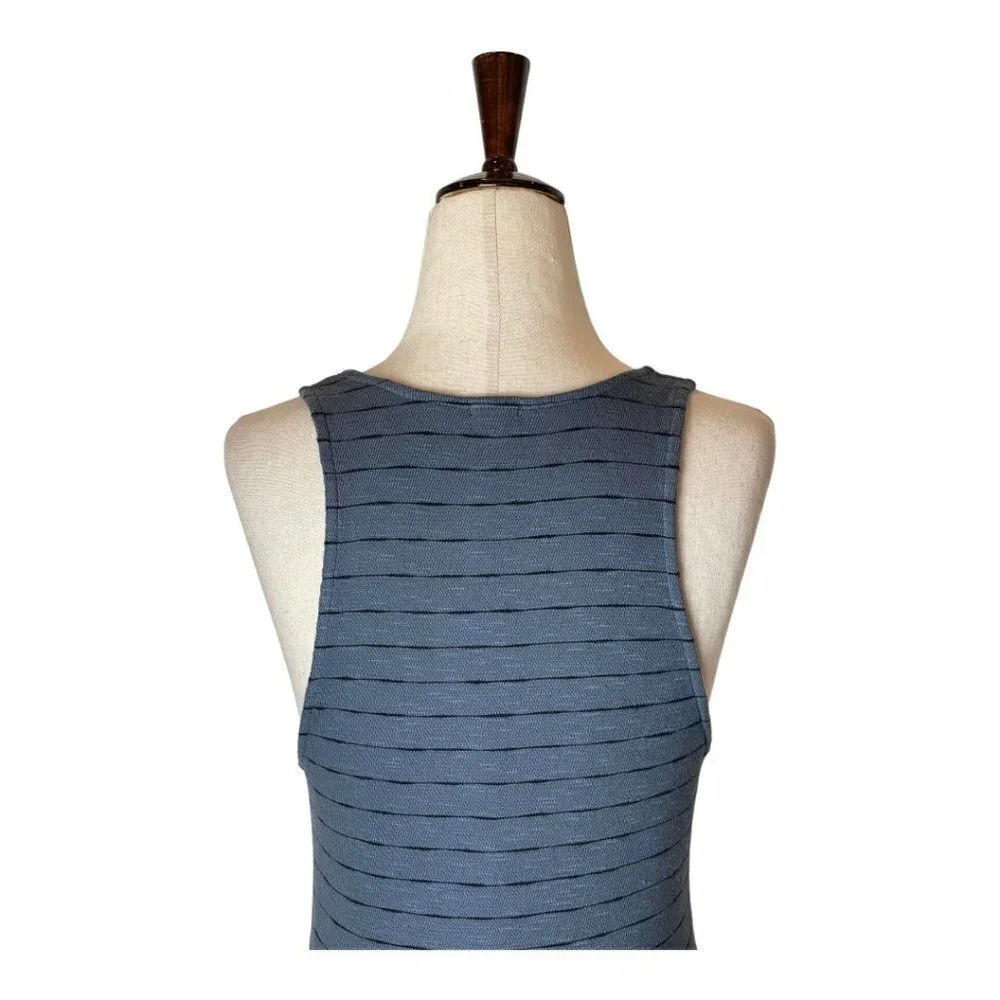 Monrow Blue Cotton Striped Sleeveless Scoop Neck Midi Tank Dress Size‎ S - Picture 6 of 10